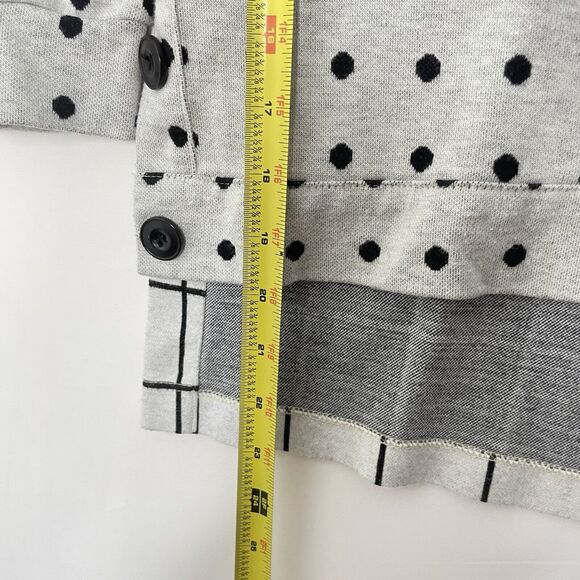Shannon Passero Boho Art Knit Sweater Petite Small Gray Mixed Print Button Top - Picture 6 of 8